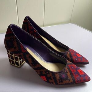 Brian Atwood Karina multicolored velvet caged heel pumps